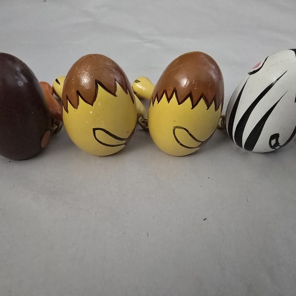 Handcrafted Wooden Zebra Zebra Monkey Shelf Sitters Folk Art Set of 8 - Picture 5 of 10